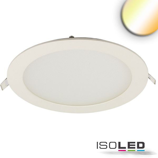 ISOLED LED Downlight, 24W, rund ultraflach weiß, 300mm, ColorSwitch 3000/3500/4000K, dimmbar, 115597