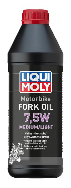 LIQUI MOLY Gabel- und Stoßdämpferöl Motorbike Fork Oil 7,5W medium/light, Dose Kunststoff, VE: 1 Liter, 2719