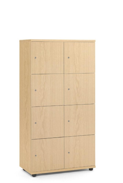 Deskin Schließfachschrank OFFICE-LINE mit 8 Fächern, Korpus und Türen Dekor Buche, H 1530 x B 800 x T 420 mm, Zylinderschlösser, ohne Posteinwurf, 289944