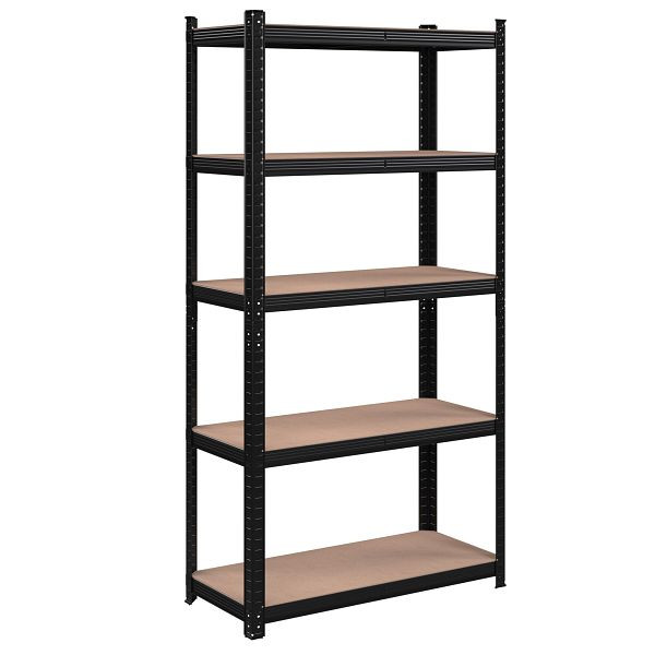 SONGMICS 5-stöckige Regaleinheit, Stahlregale zur Lagerung, werkzeuglose Montage, Tragfähigkeit 875 kg, 40 x 90 x 180 cm, schwarze, GLR040B01