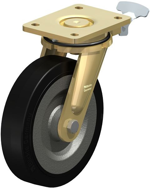 Blickle LS-SE 200K-RI4 Stahlgeschweißte Schwerlast-Lenkrolle, schwere Drehkranz-Ausführung, Elastik-Vollgummi, Schwarz, 265561