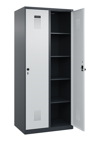 C+P Wäsche-Spind Evolo PLUS, 2 Abteile, 1850x800x500mm, 7016/7035, Verschluss Drehriegel, Ablageböden 8, 049000-22B S10017