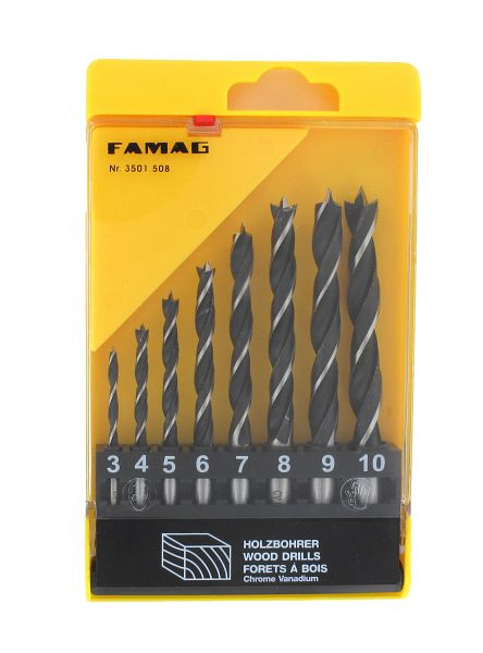 Famag Holzspiralbohrer CV, 8-teiliger Satz in KS Box: Ø 3, 4, 5, 6, 7, 8, 9, 10 mm, 3501.508.00