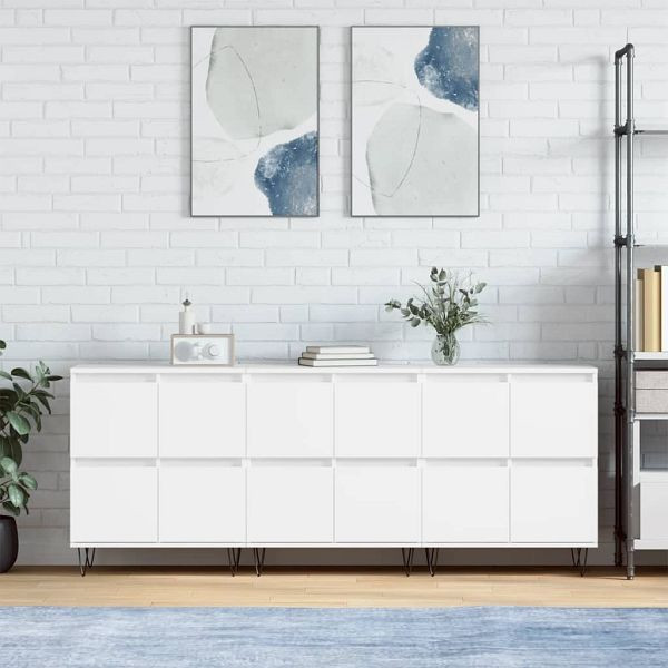 vidaXL Sideboards 3 Stück Weiß Holzwerkstoff, 180 x 35 x 70 cm, 3190197