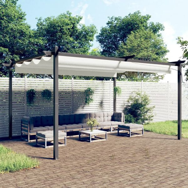 vidaXL Pavillon mit Ausziehbarem Dach 4x3 m Creme, 318537