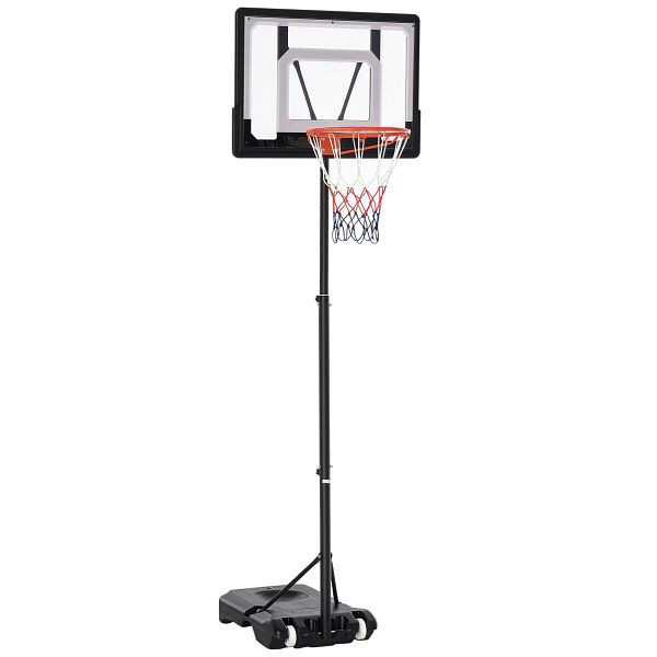 HOMCOM Basketballständer mit Rollen 83x55cm Rückwand, Mobiler Basketballkorb mit Ständer, verstellbare Korbhöhe 156 bis 210 cm, A61-021