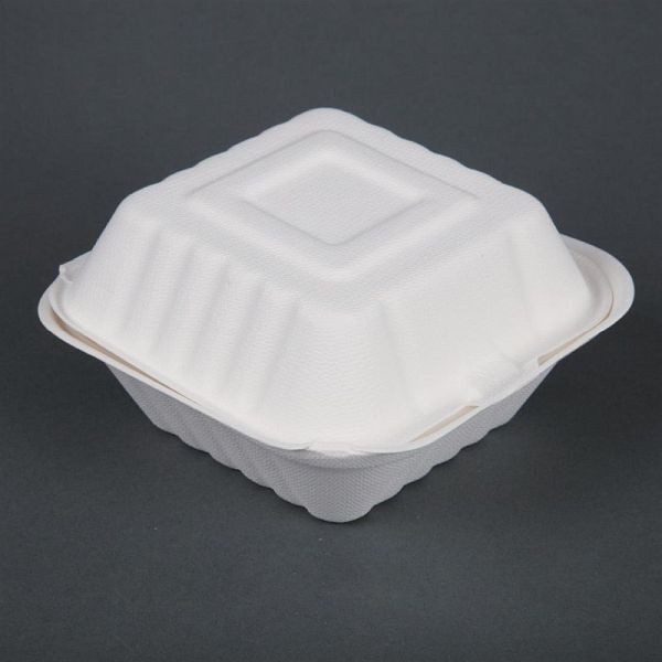 Fiesta Green kompostierbare Zuckerrohr Burgerboxen 14,9cm, VE: 500 Stück, DW246
