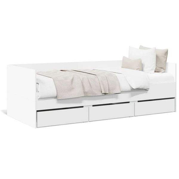 vidaXL Tagesbett mit Schubladen Weiß 100x200 cm Holzwerkstoff, 3280811