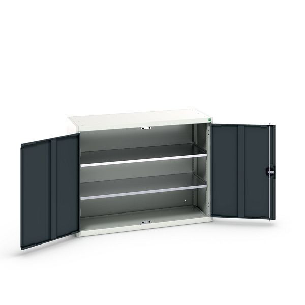bott verso Flügeltürschrank, mit 2 Fachböden, BxTxH: 1300 x 550 x 1000 mm, Lichtgrau / Anthrazitgrau, 16926601.19