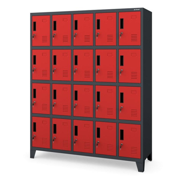 Jan Nowak Metall-Spindschrank ROBERT 1360 x 1720 x 450 mm, anthrazit-rot, 1892