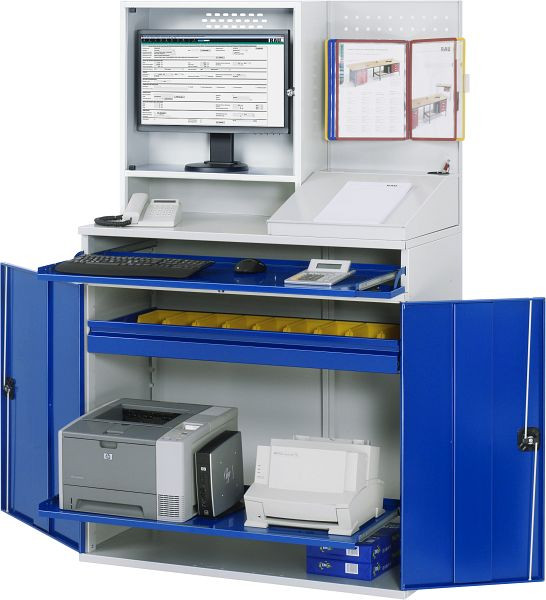 RAU Computer-Schrank - Modell 69, B1100 x T520 x H1770 mm, Monitorgehäuse B650 x T250 x H710 mm, 07-1100-M69-MG2.11