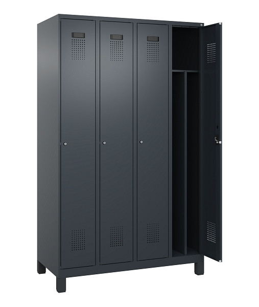 C+P Spind Evolo PLUS, mit Füßen, 4 Abteile, 1950x1200x500mm, 7016/7016, Verschluss Zylinderschloss, 049010-40F S10043