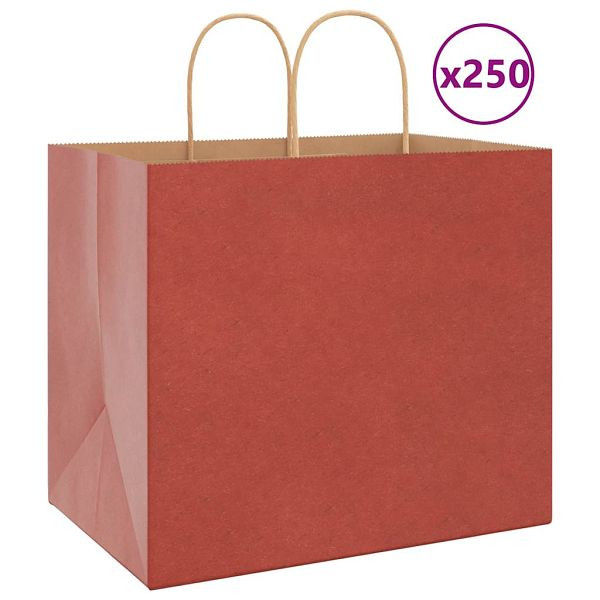 vidaXL Papiertragetaschen 250 Stk. mit Henkeln Rot 32x22x28 cm, 4101764