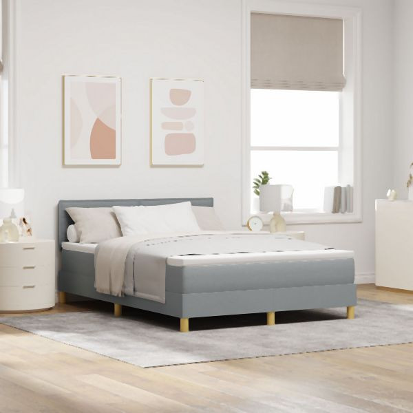vidaXL Boxspringbett mit Matratze Hellgrau 160x200 cm Stoff, 3338853