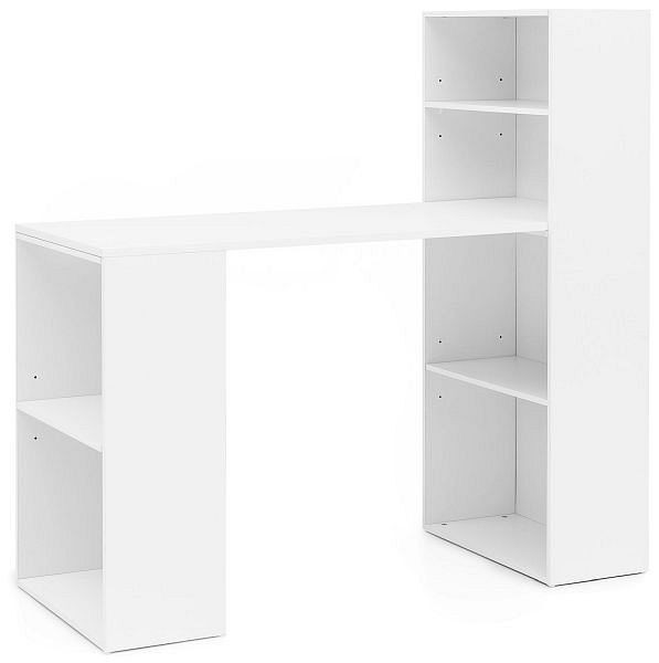 Wohnling Schreibtisch mit Regal 120 x 120 x 53 cm Weiß Matt Holz Modern, WL5.692