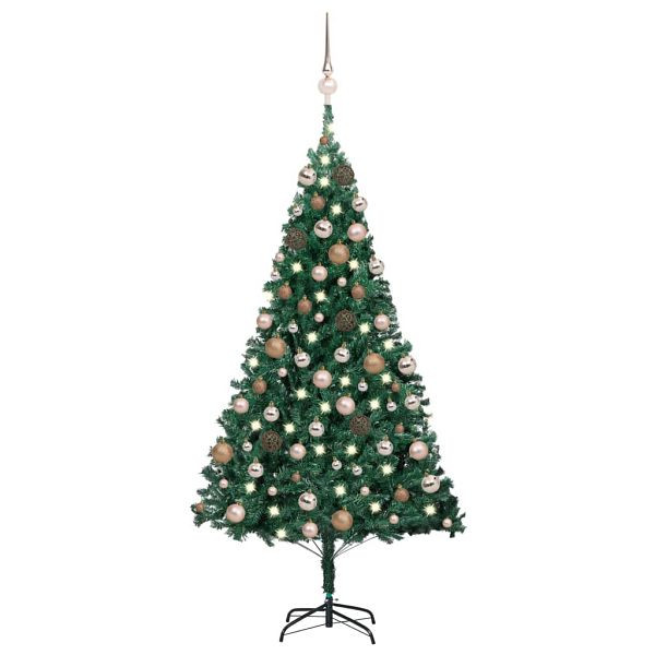 vidaXL Künstlicher Weihnachtsbaum mit Beleuchtung & Kugeln Grün 150 cm, 3077621