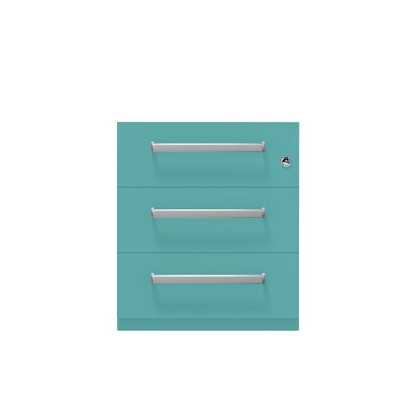 Bisley Rollcontainer Note™, 3 Schubladen, Tiefe 565 mm, Designgriff, 659 aquamarin, NWH59M7SSS659