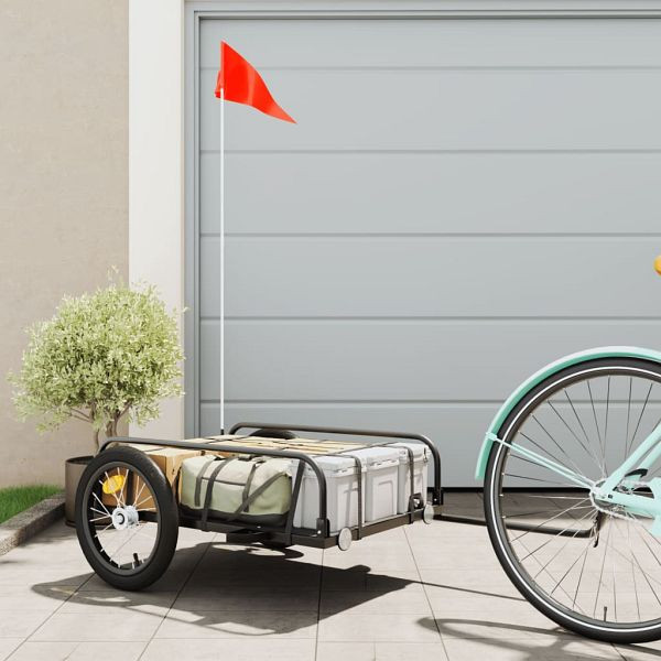 vidaXL Fahrradanhänger Schwarz 126x63x34 cm Eisen, 94202