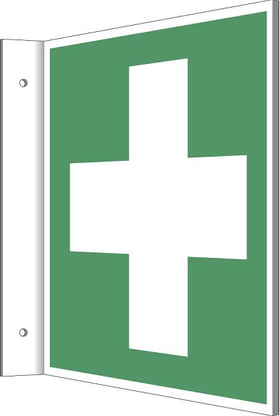 Moedel Fahnenschild Erste Hilfe, ISO 7010, Kunststoff, 200x200 mm, 65626