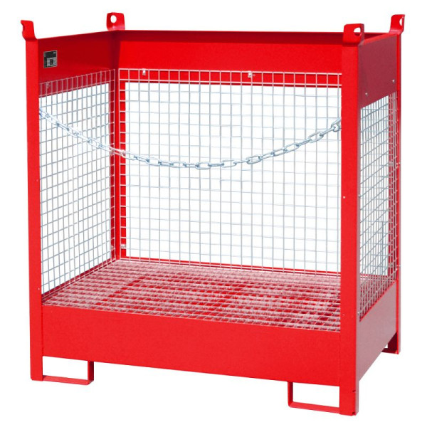 STEIN HGS Fass-Stapelpalette FSP, RAL 3000 feuerrot, lackiert, 245 Liter, Wände aus Drahtgitter, 79140.0026