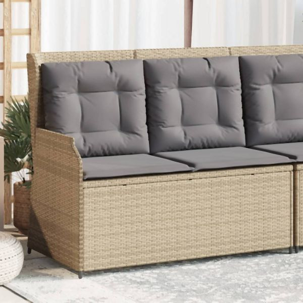vidaXL Gartenbank Verstellbar mit Kissen Beige Poly Rattan, 368949