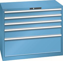 LISTA Schubladenschrank 54x27E (BxTxH) 1023x572x850mm KEY Lock, Lichtblau, 5 Schubladen, Traglast Schubladen 75 - 200 kg, 78.742.010