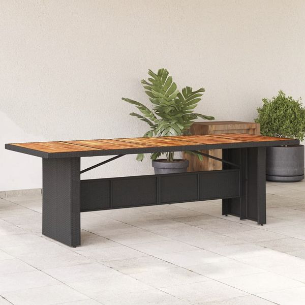vidaXL Gartentisch mit Holzplatte Schwarz 240x90x75 cm Poly Rattan, 365595