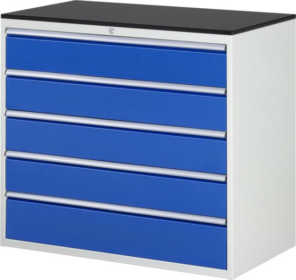 RAU Schubladenschrank Serie 7000, B1145 x T650 x H1030mm, Arbeitsplatte mit Melaminharzbeschichtung, Schubladen: 4xH180, 1xH210 mm, 13-XXL7.5A-M.11