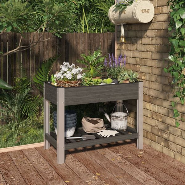 vidaXL Garten-Hochbeet mit Ablage Grau 100x50x75 cm WPC, 362569