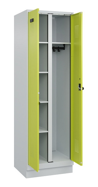 C+P Wäsche-/Garderobenspind Evolo PLUS, mit Sockel, 2 Abteile, 1950x600x500mm, 7, 1108060 RDS Clowngrün, Drehriegel, 049620-20 S10015
