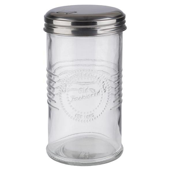 APS Zuckerdosierer -OLD FASHIONED-, Ø 7,5 cm, Höhe: 14 cm, Glas, 0,35 Liter, Schraubdeckel aus, Edelstahl, 40510
