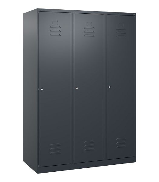C+P Umkleidespind Classic PLUS mit Mitteltrennwand, 3 Abteile, 1700x1200x500mm, 7016/7016, Zylinderschlösser, 0800007-32F S10023