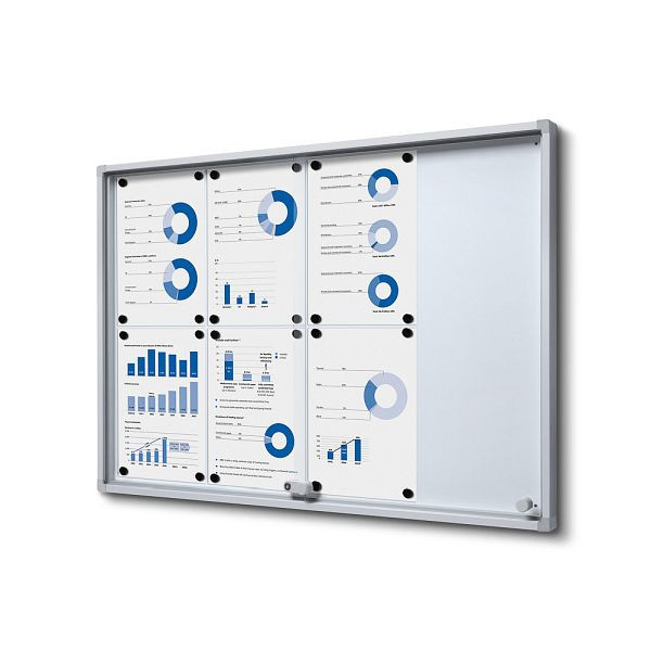 Showdown Displays Abschließbarer Schaukasten Innen mit Schiebetüren Slim mit Sicherheitsecken 8 x A4, SCSLR8xA4