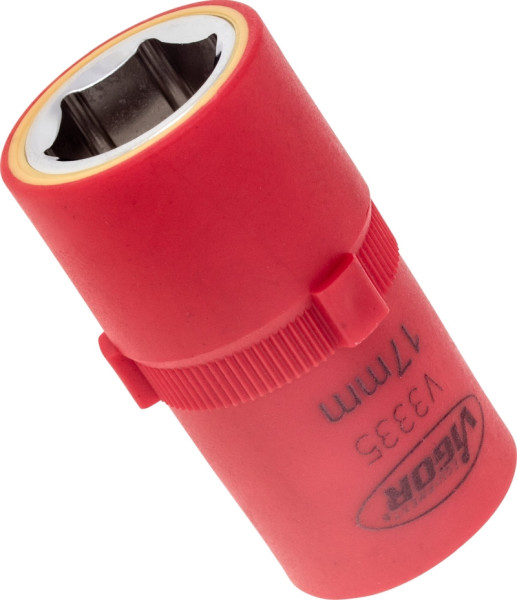 VIGOR VDE Steckschlüsseleinsatz, Vierkant hohl 12,5 mm (1/2 Zoll), Außen-Sechskant Profil, 17 mm, V3335