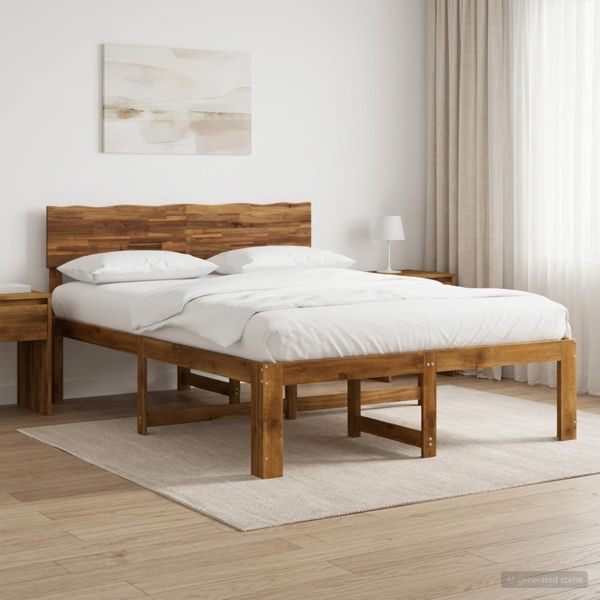 vidaXL Doppelbettgestell mit Kopfteil ROSTOCK Natur 120 x 190 cm, 903360