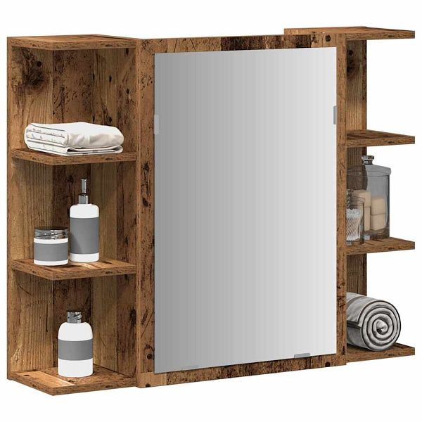 vidaXL Bad-Spiegelschrank Altholz-Optik 80x20,5x64 cm Holzwerkstoff, 856036
