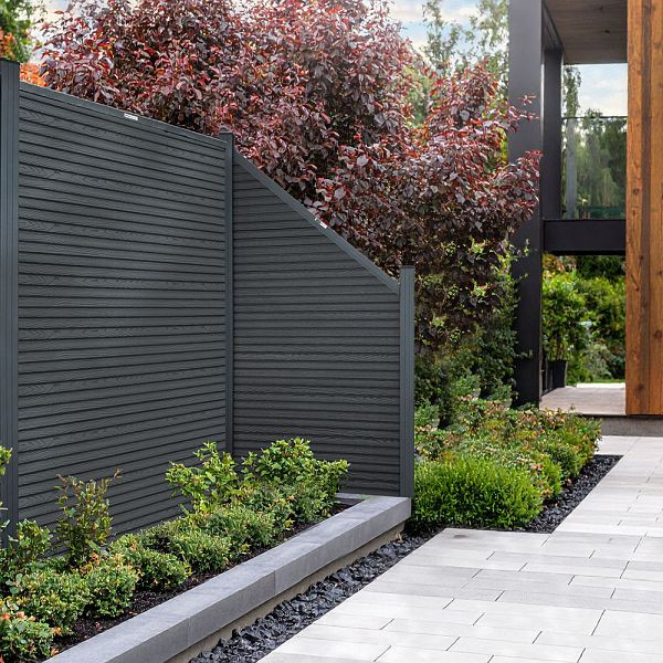 HOME DELUXE WPC Sichtschutzzaun Schrägelement CALLADO PREMIUM Horizontale Paneele, Höhe: 185 cm, 71806