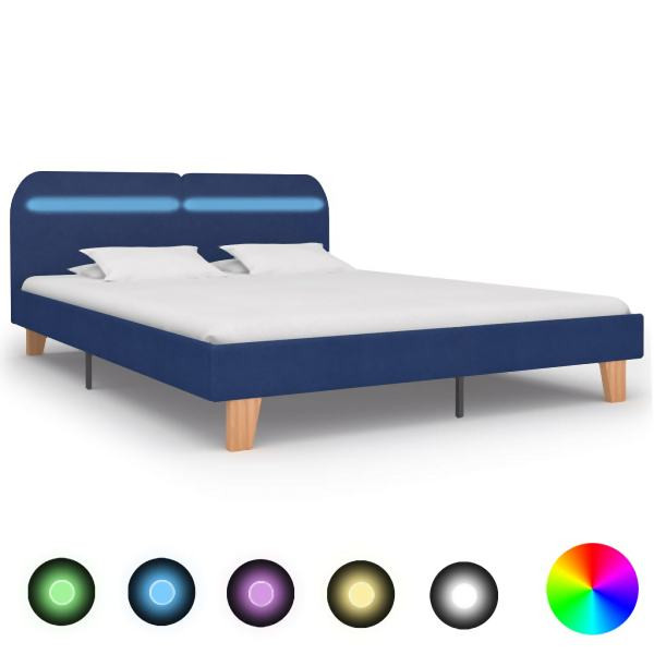 vidaXL Bettgestell mit LED Blau Stoff 180x200 cm, 280905