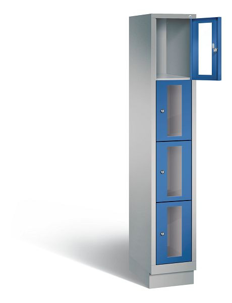 C+P Schließfachschrank Classic, H1800xB320xT500mm, Farbe: Weißaluminium / Enzianblau, 8020A104 S10010