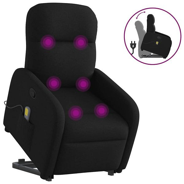 vidaXL Massagesessel mit Aufstehhilfe Schwarz Stoff, 3302984