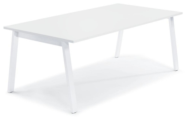 Deskin Konferenztisch RIO, Dekor: Weiß, Gestellfarbe: Weiß RAL 9016, BxHxT: 1600 x 735 x 800 mm, 278835