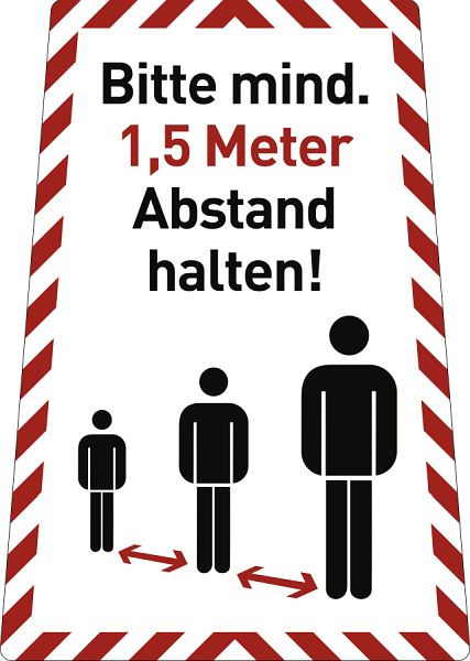 Moedel Bitte mind. 1,5 Meter Abstand halten!, Kombischild, Folie, 199x280 mm, 103760