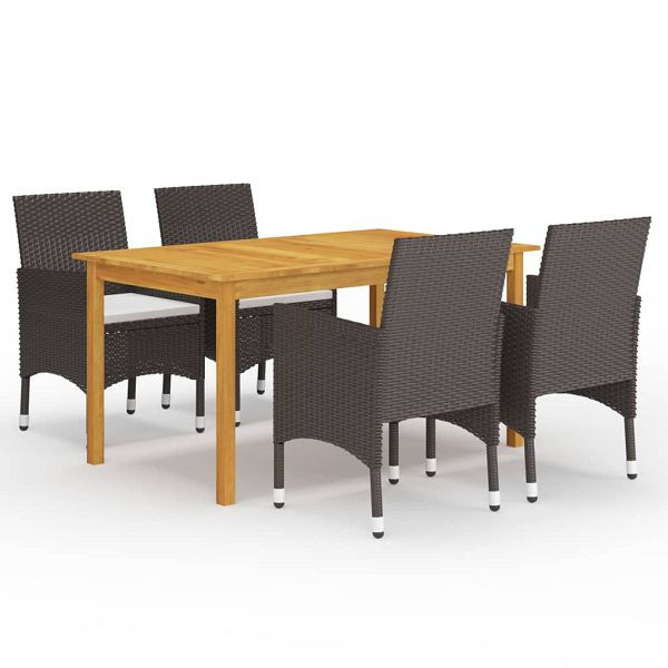 vidaXL 5-teilig Garten-Essgruppe Braun, Material: PE (Polyethylen) Rattan, pulverbeschichteter Stahl, 3067764