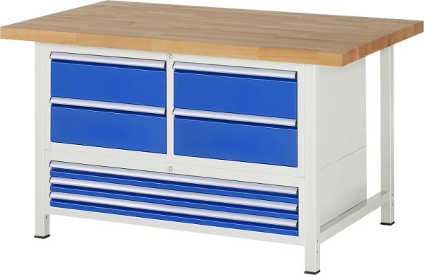 RAU Werkbank Serie 8000 - Modell 8934, B1500 x T900 x H840 mm, Systemunterbau B1235 x T850 x H800 mm, 03-8934A2-159B4S.11