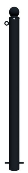 Schake Stilpoller Typ 484B -ortsfest- zum Einbetonieren, Ø 82mm, mit, Kugelkopf, beschichtet mattschwarz, mit 1 Öse, 484B+1
