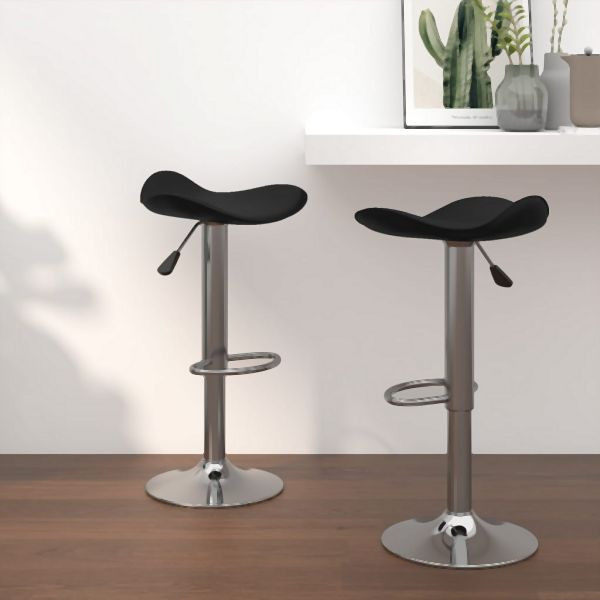 vidaXL Barhocker 2 Stk. Schwarz Verchromter Stahl und Kunstleder, modern, 335090