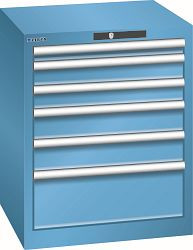 LISTA Schubladenschrank 27x27E (BxTxH) 564x572x700mm KEY Lock, Lichtblau, 6 Schubladen, Fronthöhen: 50 - 200 mm, 78.486.010