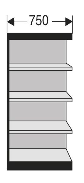 Kerkmann Büro-Regal Progress 2000, B 750 x T 300 x H 1900 mm, schwarz/lichtgrau, 50221515