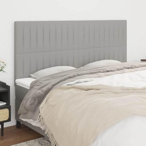 vidaXL Kopfteile 4 Stück Hellgrau 80x5x78/88 cm Stoff, 3116576