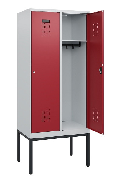 C+P Spind Evolo PLUS, Gestell, 2 Abteile, 1950x800x500mm, 7035/3003, Zylinderschloss, 0490305-22 S10026